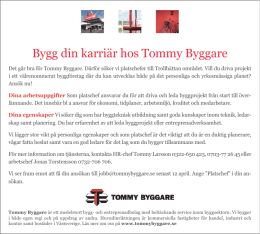 Bygg din karriär hos Tommy Byggare