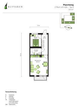 Planritning 2 Rum och k&ouml;k &ndash; Typ II 54 m2