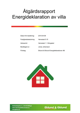 Åtgärdsrapport Energideklaration av villa