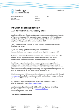 Inbjudan att söka stipendium AER Youth Summer Academy 2015