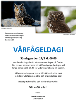 VÅRFÅGELDAG! - Roslagens Ornitologiska Förening