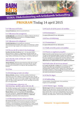 PROGRAM Tisdag 14 april 2015