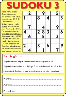 Sudoku nr 3 för nedladdning