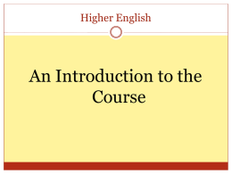 Introduction to Higher English PowerPoint