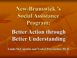 Le régime d`aide sociale au Nouveau-Brunswick:
