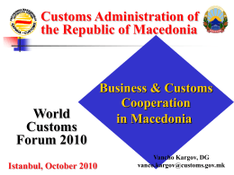 Macedonian single window for export and import licenses and