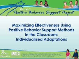 Individualized Adaptations - Florida`s Positive Behavior Support