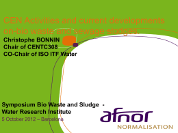 CEN/TC 308 Characterization of sludges