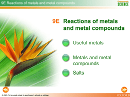 Reactions of Metals ppt File - Watford Grammar School for Boys