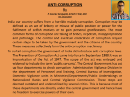 ANTI-CORRUPTION By P. Sourav Sengupta, B.Tech I Year, EEE Dt
