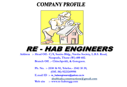 Unique to Re-Hab Engineers ISO 9001:2000 Certified Company By