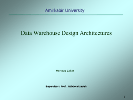 19. Data Warehouse Design Architecture