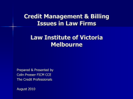 Credit Management & Billing Issues in Law Firms