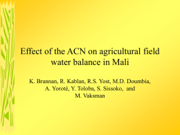 Effect of the ACN on agricultural field water balance in Mali