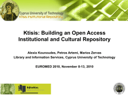 Ktisis: Building an Open Access Institutional and Cultural Repository