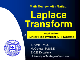 Laplace Transform - University of Michigan