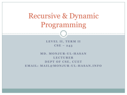 Recursive & Dynamic Programming - monjur-ul