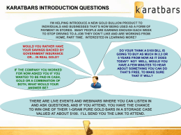 optional to participate - karatbars international intro