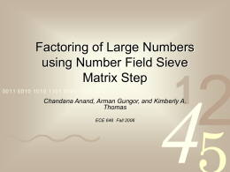 Factoring of Large Numbers using Number Field Sieve Matrix Step