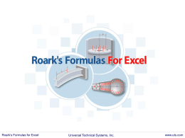 Roark`s Formulas for Excel - Roark`s Formulas for Stress and Strain