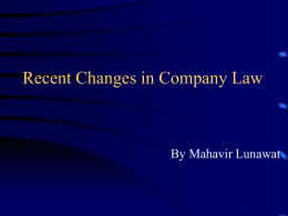 Recent Changes in Company Law