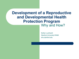 Development of a Reproductive Health Protection Program