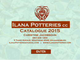 Catalogue - Ilana Potteries