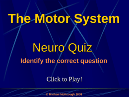 The Motor System: Quiz Game