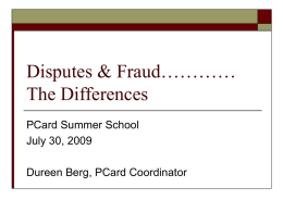 Disputes & Fraud………… The Differences