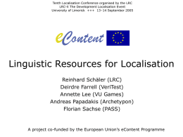 IGNITE: Linguistic Infrastructure for Localisation: Language Data