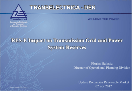 RES Impact on Transmission Network and Power Reserves