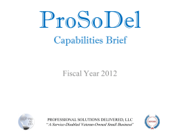 ProSoDel Capabilities Brief - Professional Solutions Delivered, LLC