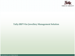 Tally.ERP 9 for Jewellery Management Solution