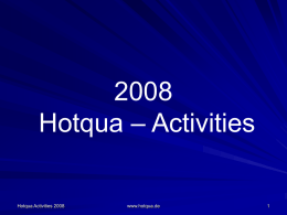 Hotqua activities 2008