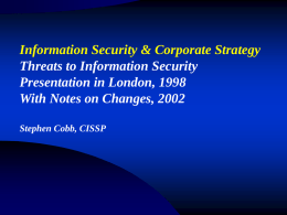 Information Security & Corporate Strategy