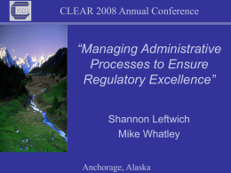 Managing Administrative Processes to Ensure Regulatory
