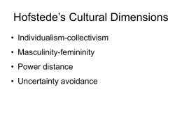 Hofstede`s Cultural Dimensions - University of Texas at El Paso