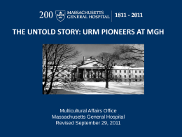 URM PIONEERS at MGH - Massachusetts General Hospital