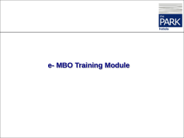 MBO Training Module - e-MBOs