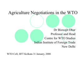 Issues in Agreement on Agriculture - IIFT Kolkata