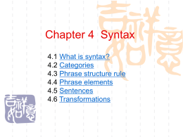 Chapter 4 Syntax