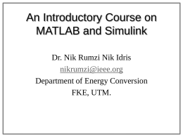 Introduction to MATLAB and Simulink