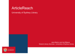 ArticleReach at University of Sydney Library