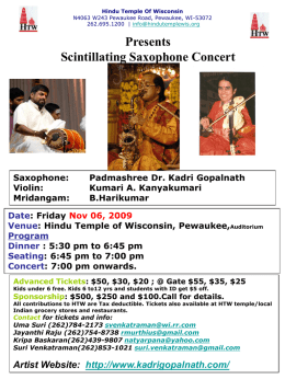 Saxophone: Padmashree Dr. Kadri Gopalnath Violin: Kumari A