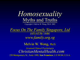 Homosexuality: Myths and Truths - Christian Mental Health Services
