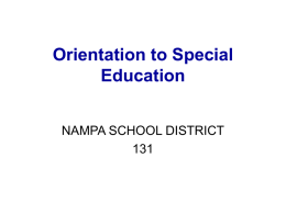 File - Orientation to Special Education Nampa School
