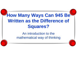 How Many Ways Can 945 Be Written as the Difference of Squares?