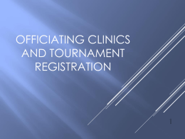 Officials Clinic, Tournament & Jerseys