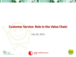 Customer Service: Role in the Value - Brisc