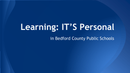 Learning: IT*S Personal